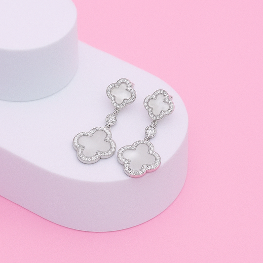 Inlay Clover Silver Earring