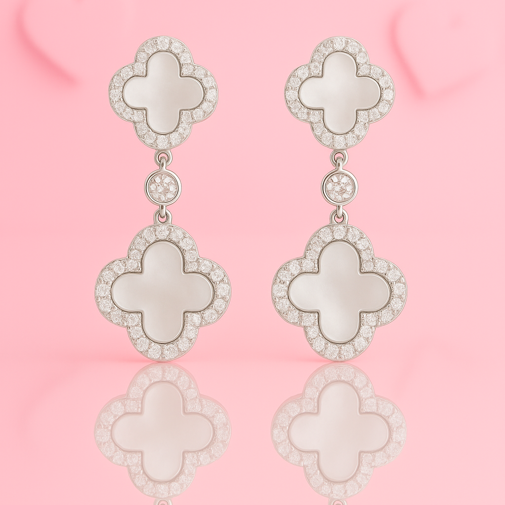 Inlay Clover Silver Earring