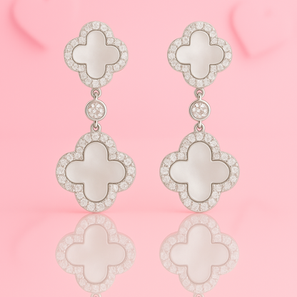 Inlay Clover Silver Earring