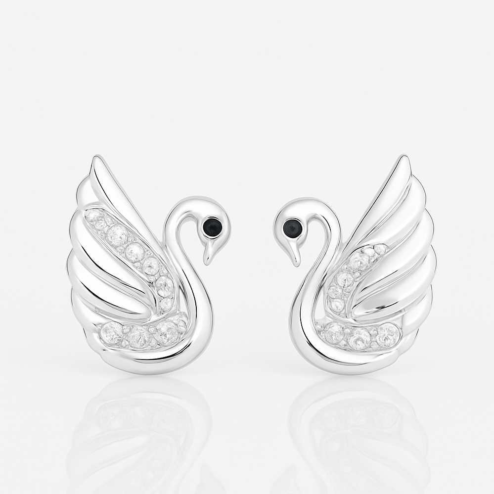 Shining Swan Silver Stud