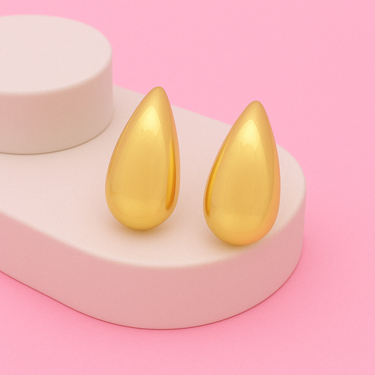 Yellow Gold Tear Drop Silver Earring
