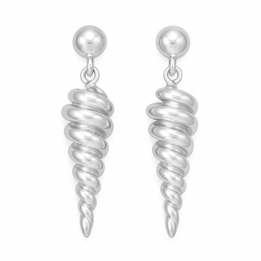 Silver Long Spiral Earring