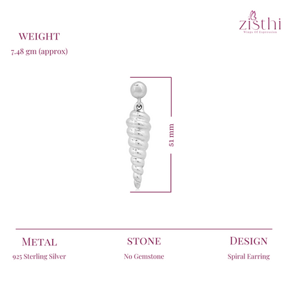 Silver Long Spiral Earring