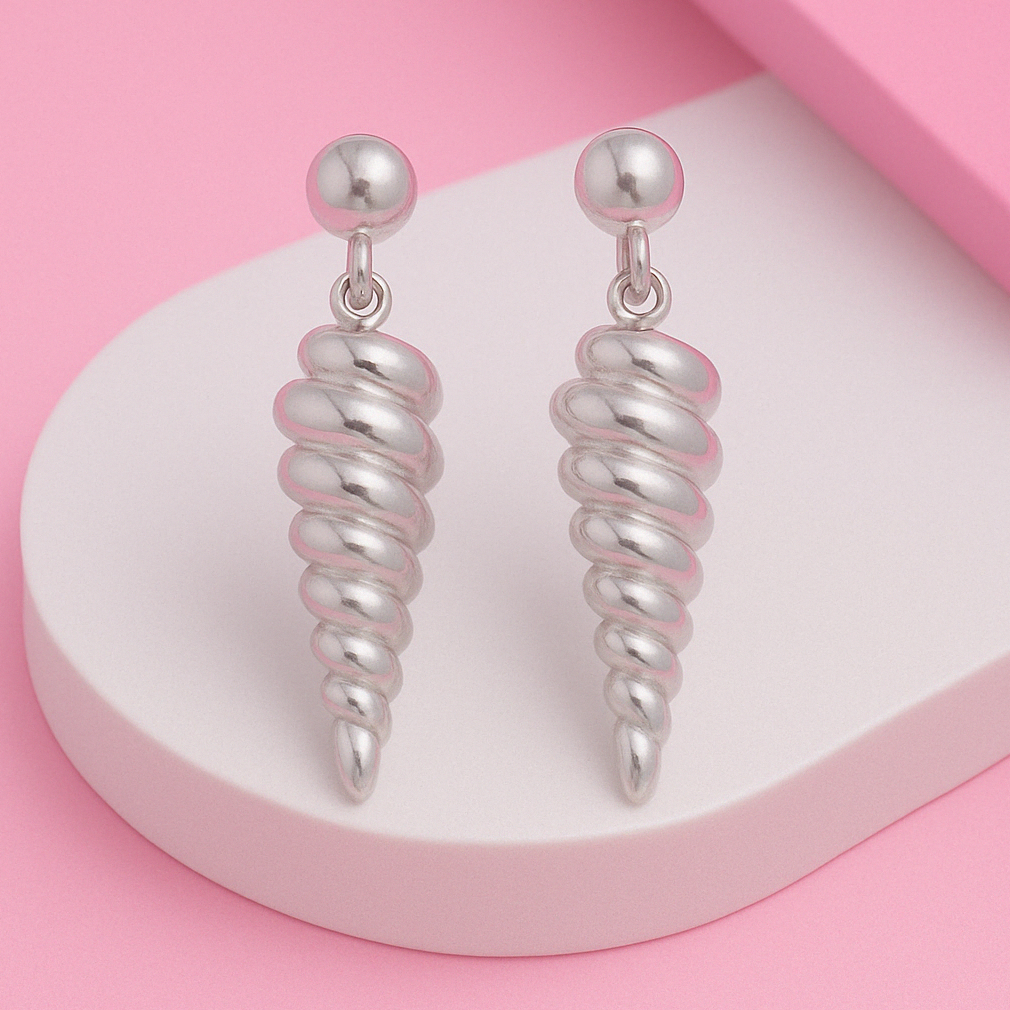 Silver Long Spiral Earring