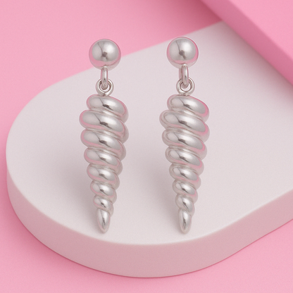Silver Long Spiral Earring