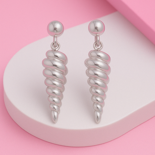 Silver Long Spiral Earring