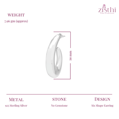 Silver Puff Hollow Hoop Earring