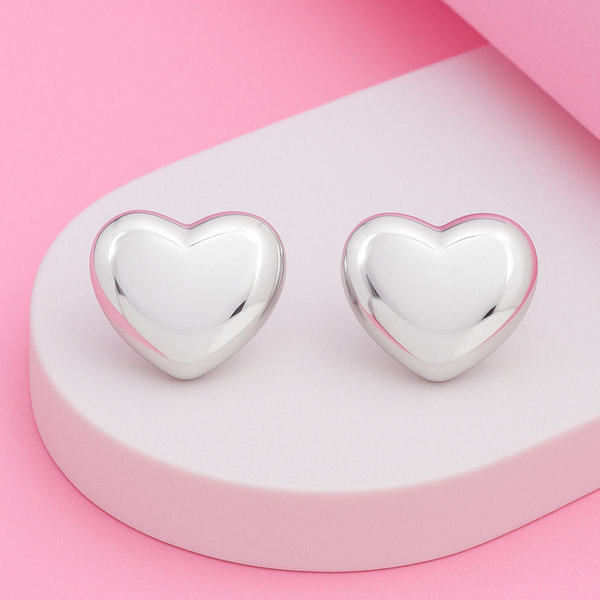 Minimalist Heart Earrings In 925 Sterling Silver