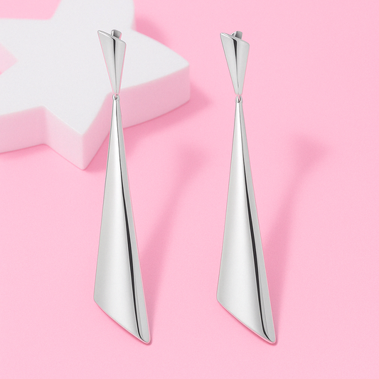 Silver Long Cone Earring