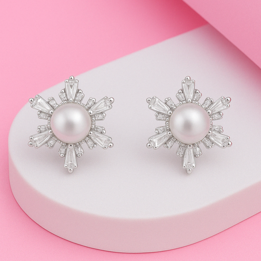 Pearl Bloom Silver Earring