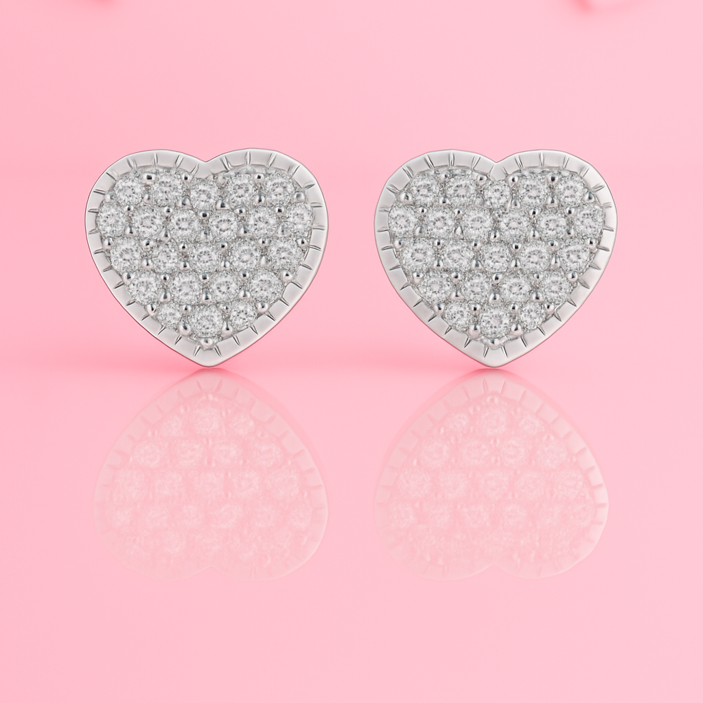 Heart Shape Micro Pave Cubic Zircon Earring