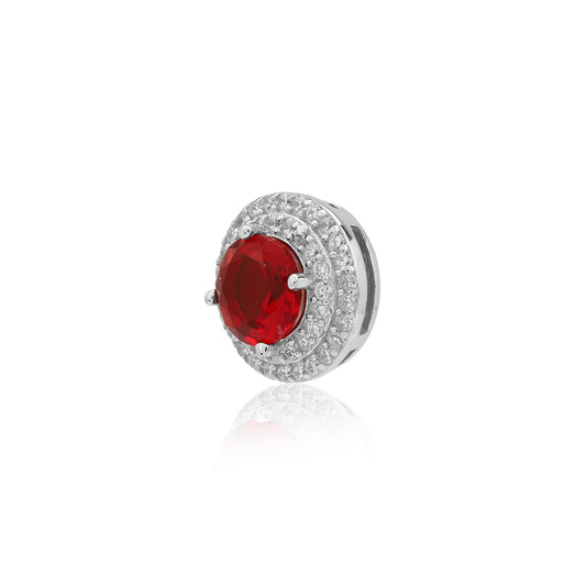 Simulated Diamond Ruby Double Halo Pendant