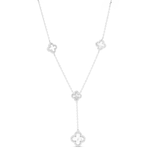Inlay Clover Silver Linking Necklace 20 