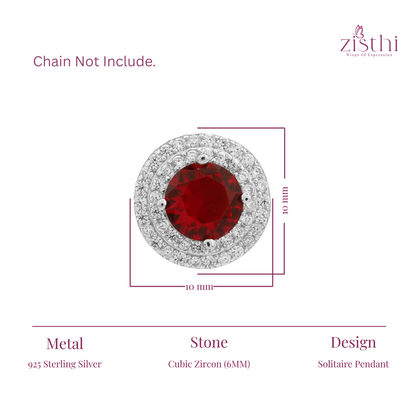 Simulated Diamond Ruby  Double Halo Pendant