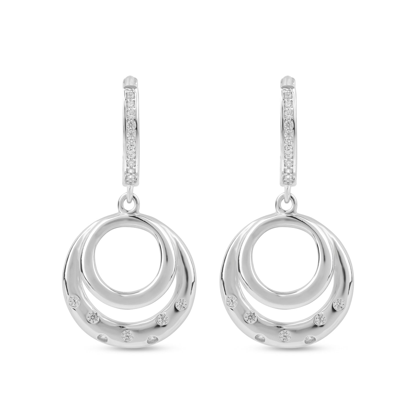 Silver Zircon Sparkling Big Hoop Earring