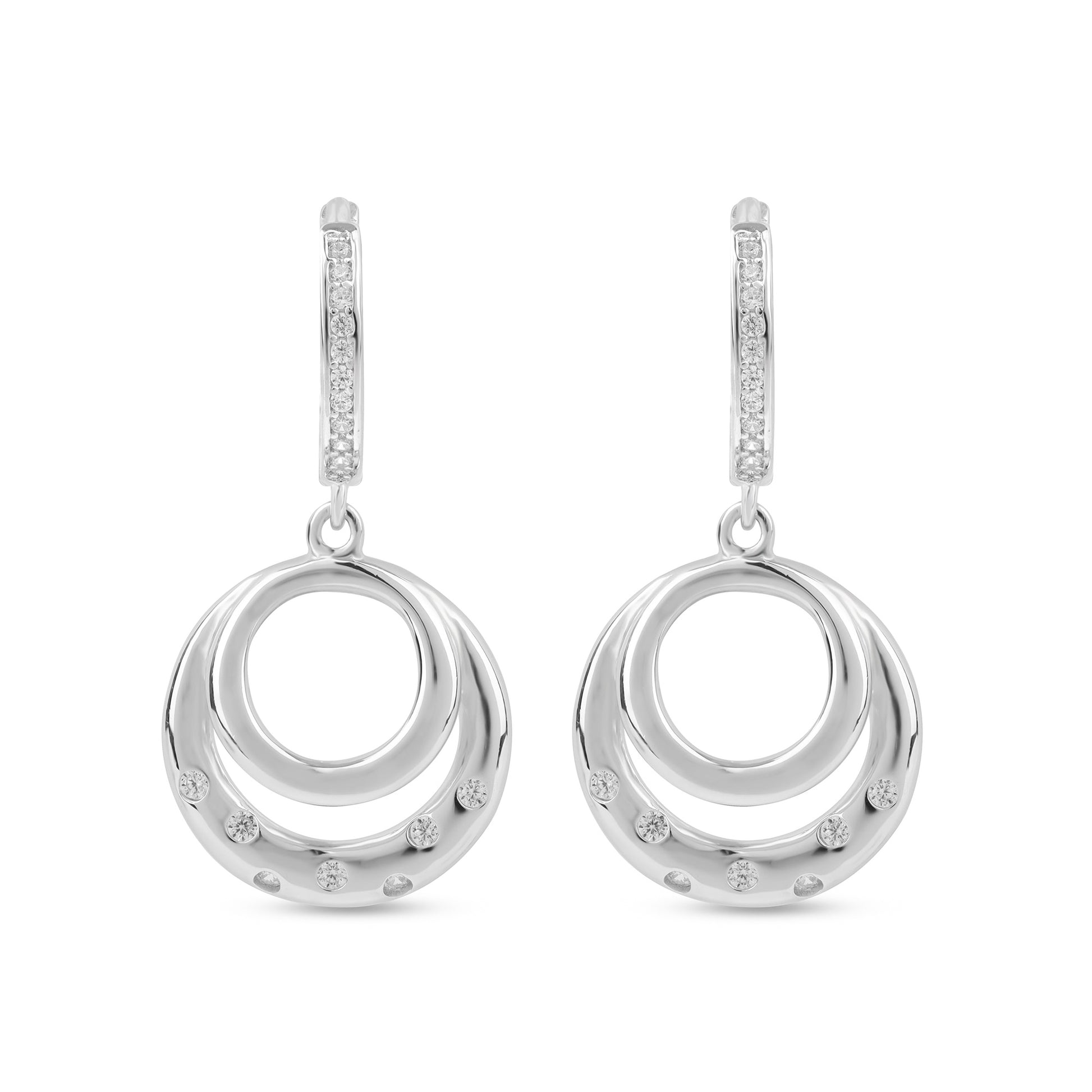 Silver Zircon Sparkling Big Hoop Earring