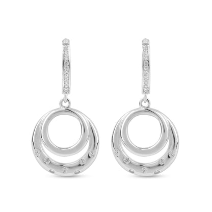 Silver Zircon Sparkling Big Hoop Earring