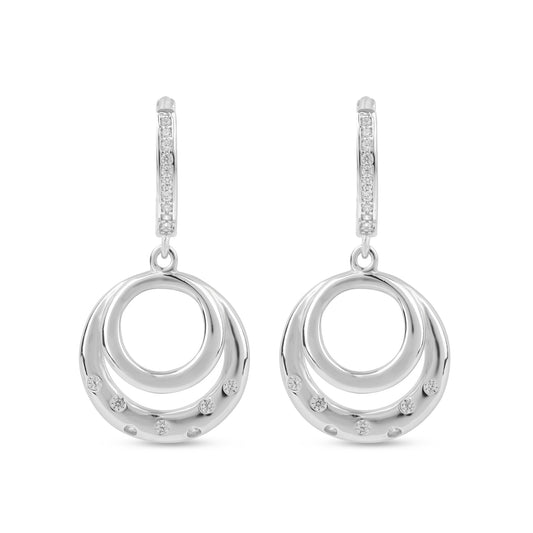 Silver Zircon Sparkling Big Hoop Earring