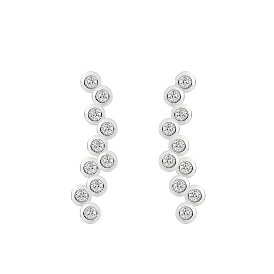 Bezel Set Cubic Zircon Liner Earring  925 Sterling Silver