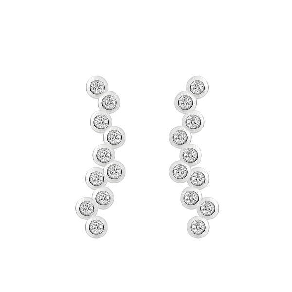 Bezel Set Cubic Zircon Liner Earring  925 Sterling Silver