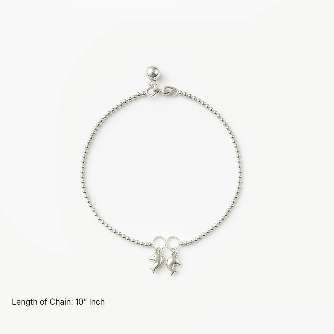Dolphin Anklet in 10"inch  925 Sterling Silver