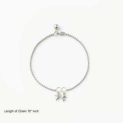 Dolphin Anklet in 10"inch  925 Sterling Silver