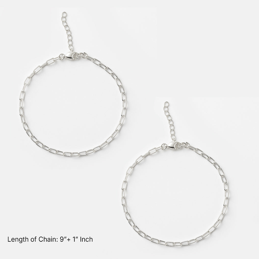 Classic Link Design Anklet  in  9"+1" inch 925 Sterling Silver