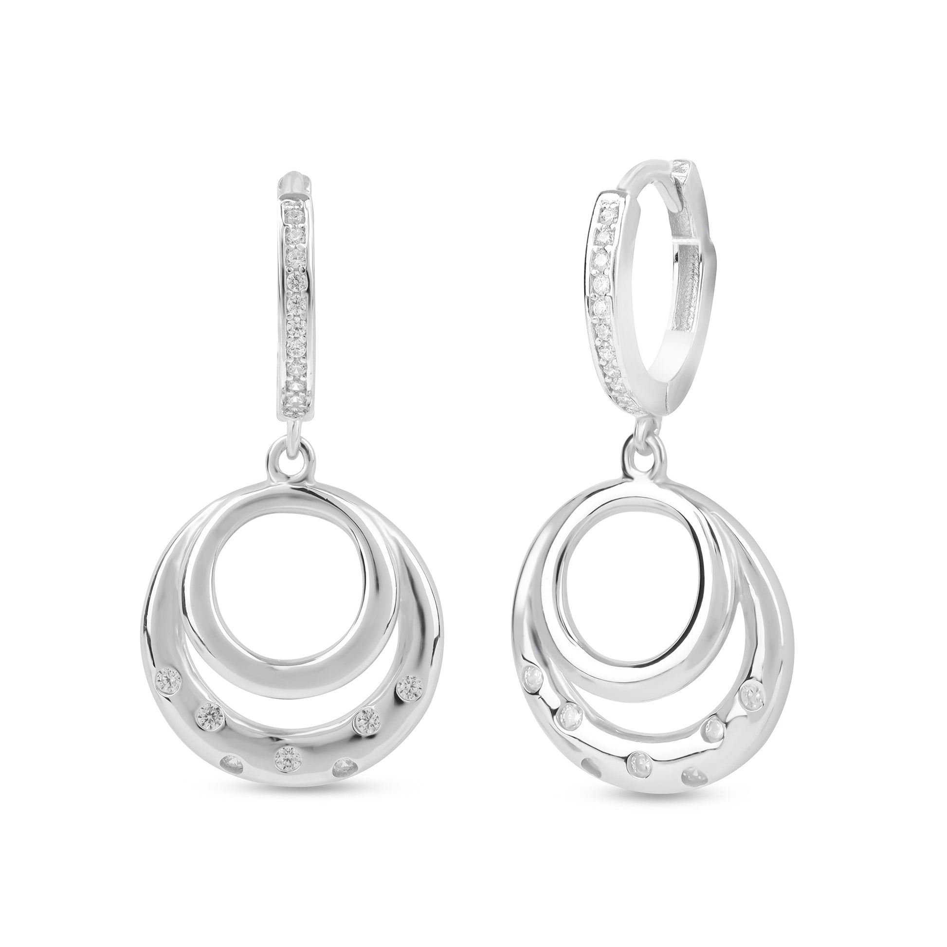 Silver Zircon Sparkling Big Hoop Earring