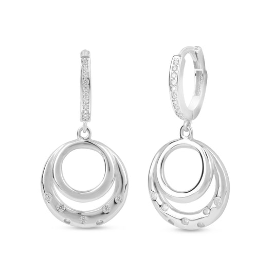Silver Zircon Sparkling Big Hoop Earring