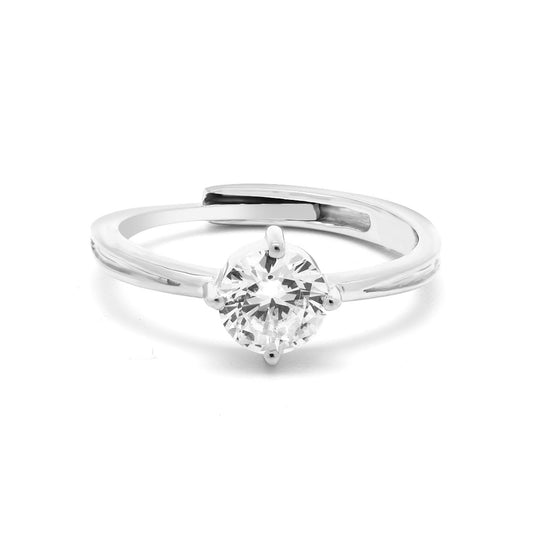 Classic Solitaire Adjustable 925 Silver Ring