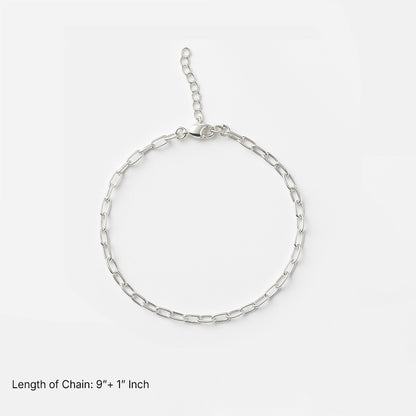 Classic Link Design Anklet  in  9"+1" inch 925 Sterling Silver