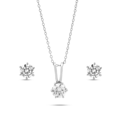 Sparkling Zircon Necklace & Earring Pair & Ring Set