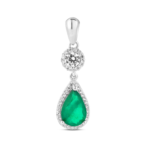 Silver Oval Cut Emerald Earring