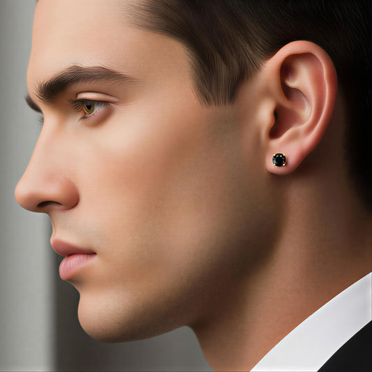 White Simulated Diamond Stud Earrings In  925 Sterling Silver