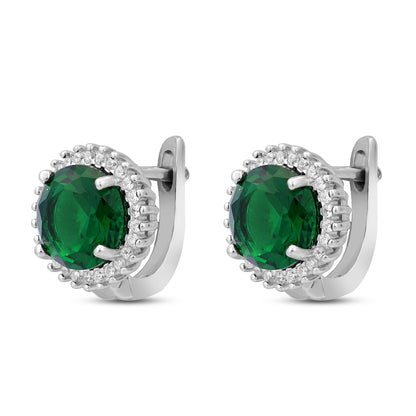 Simulated Halo Earrings 925 Sterling Silver