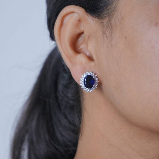 Blue Sapphire Silver Stud