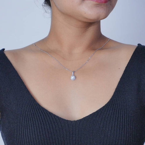 Disco Ball Micro Pave Silver Pendant