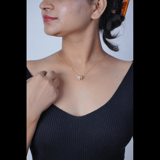 Yellow Gold Necklace 925 Sterling Silver Round