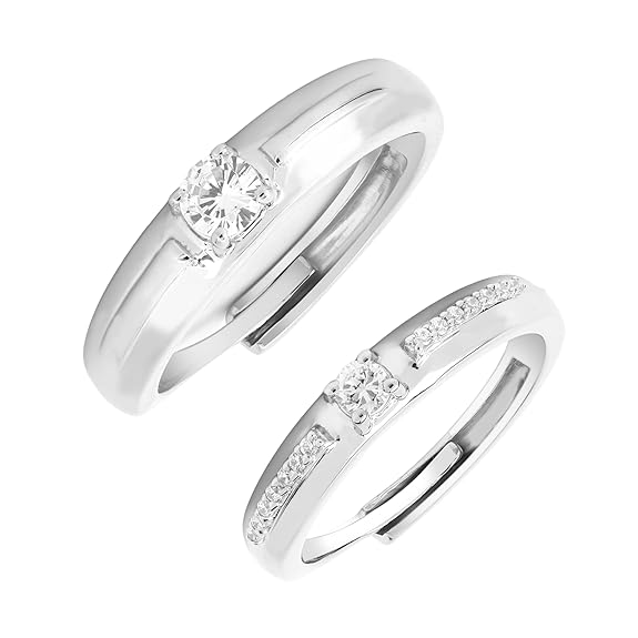 Adjustable Couple Rings in 925 Sterling Silver | Promise Ring Set for Him & Her