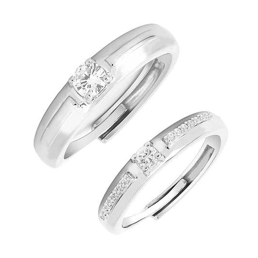 Adjustable Couple Rings in 925 Sterling Silver | Promise Ring Set for Him & Her