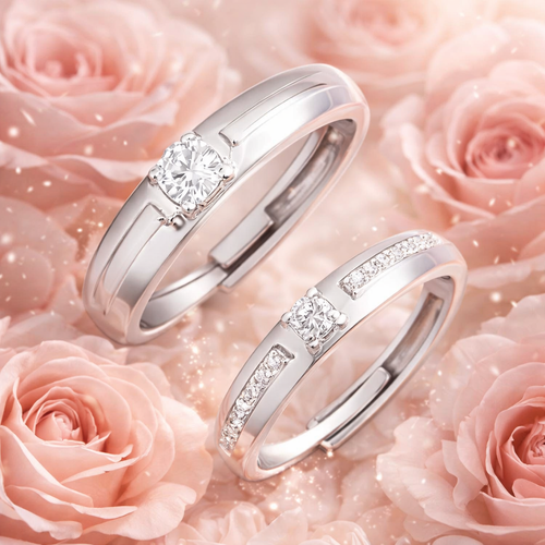 Adjustable Couple Rings in 925 Sterling Silver | Romantic Matching Gift for Couples