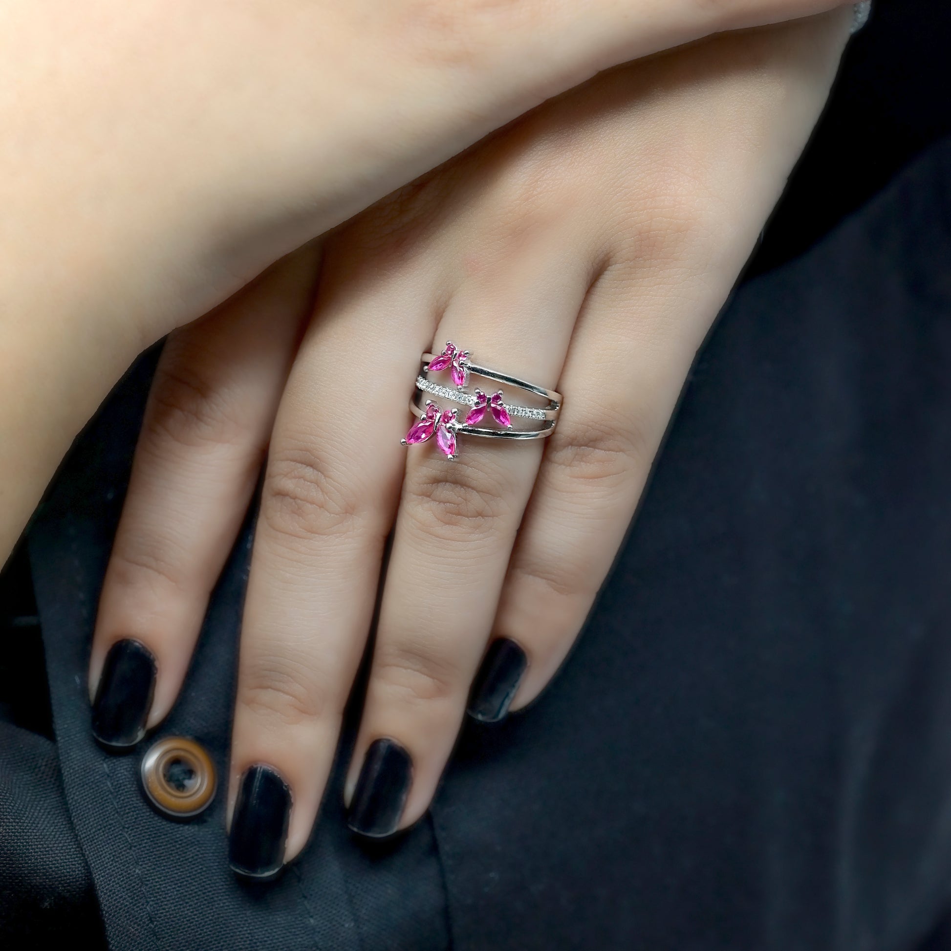 Butterfly Blossom Crossover Ring