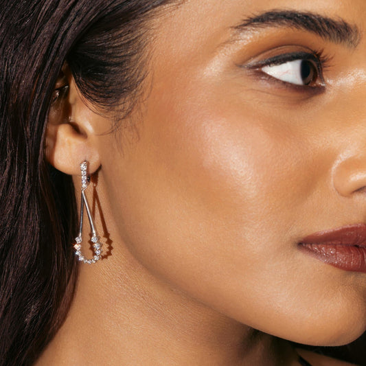 Silver Drop Earring with Zircon