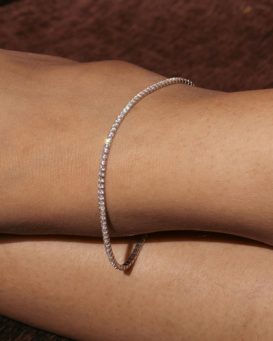 Elegant Tennis Anklet in 9"+1.5" inch  925 Sterling Silver