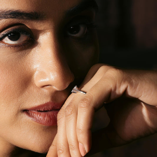 Solitaire Ring Sterling Silver Adjustable