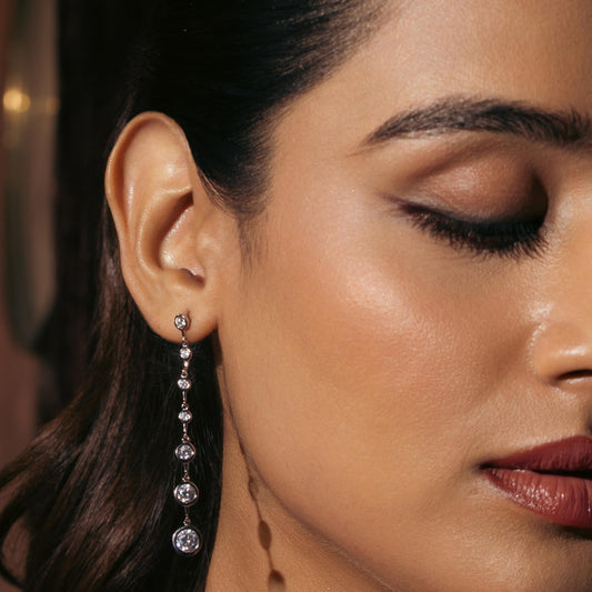 Silver Multi Long Link Dangle Earring