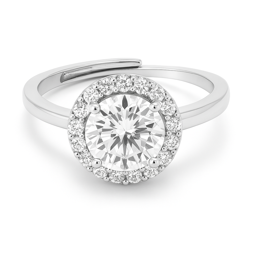 Adjustable Sparkle Halo Ring