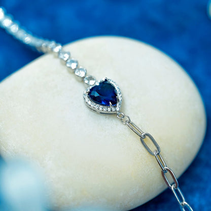 Heart Of The Ocean Silver Bracelet 6.5"+1.5" inch