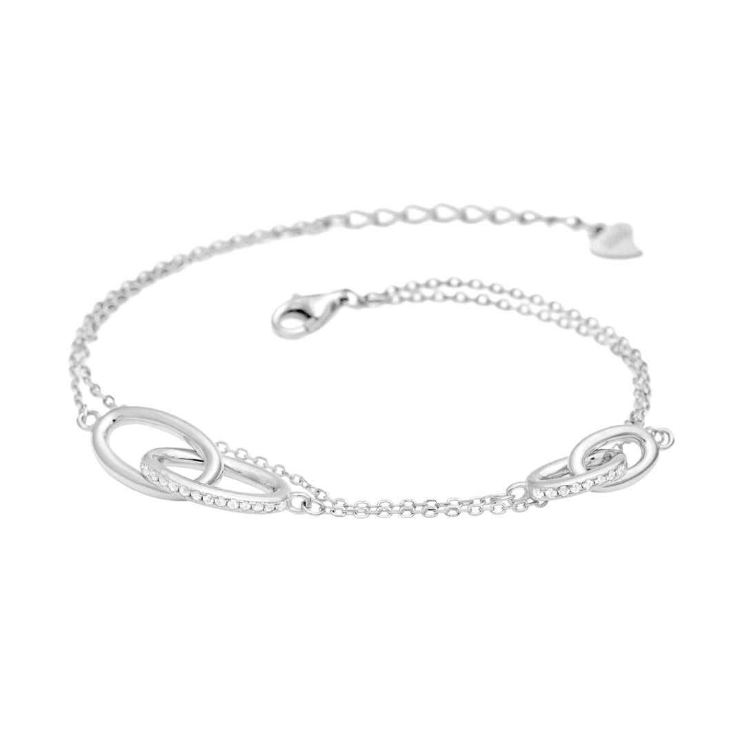 Linking Layering Adjustable Bracelet In 925 Sterling Silver
