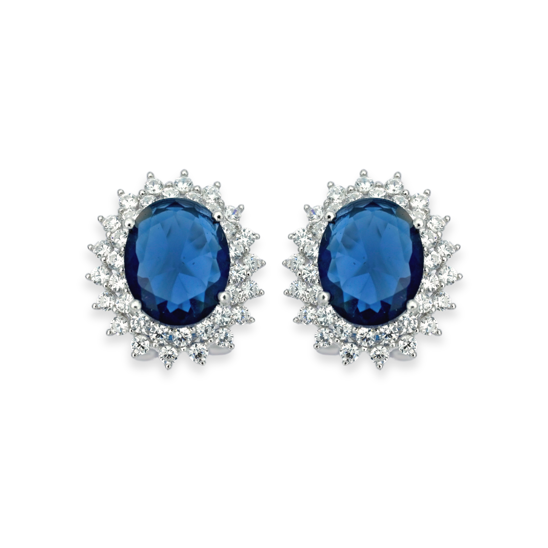 Blue Sapphire Silver Stud